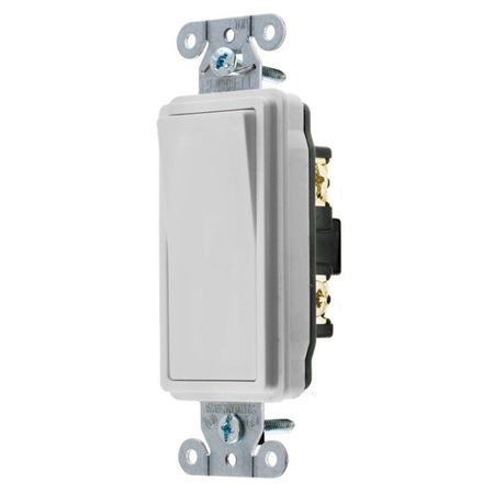 HUBBELL WIRING DEVICE-KELLEMS Switches and Lighting Control, Decorator Switch, Specification Grade, Double Pole, 20A 120/277V AC, Back and Side Wired, Office White DS220OW